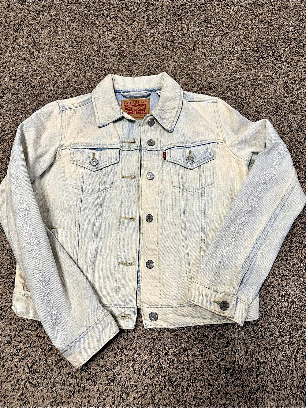 Levi's Floral Embroidered Sleeve Denim Jacket